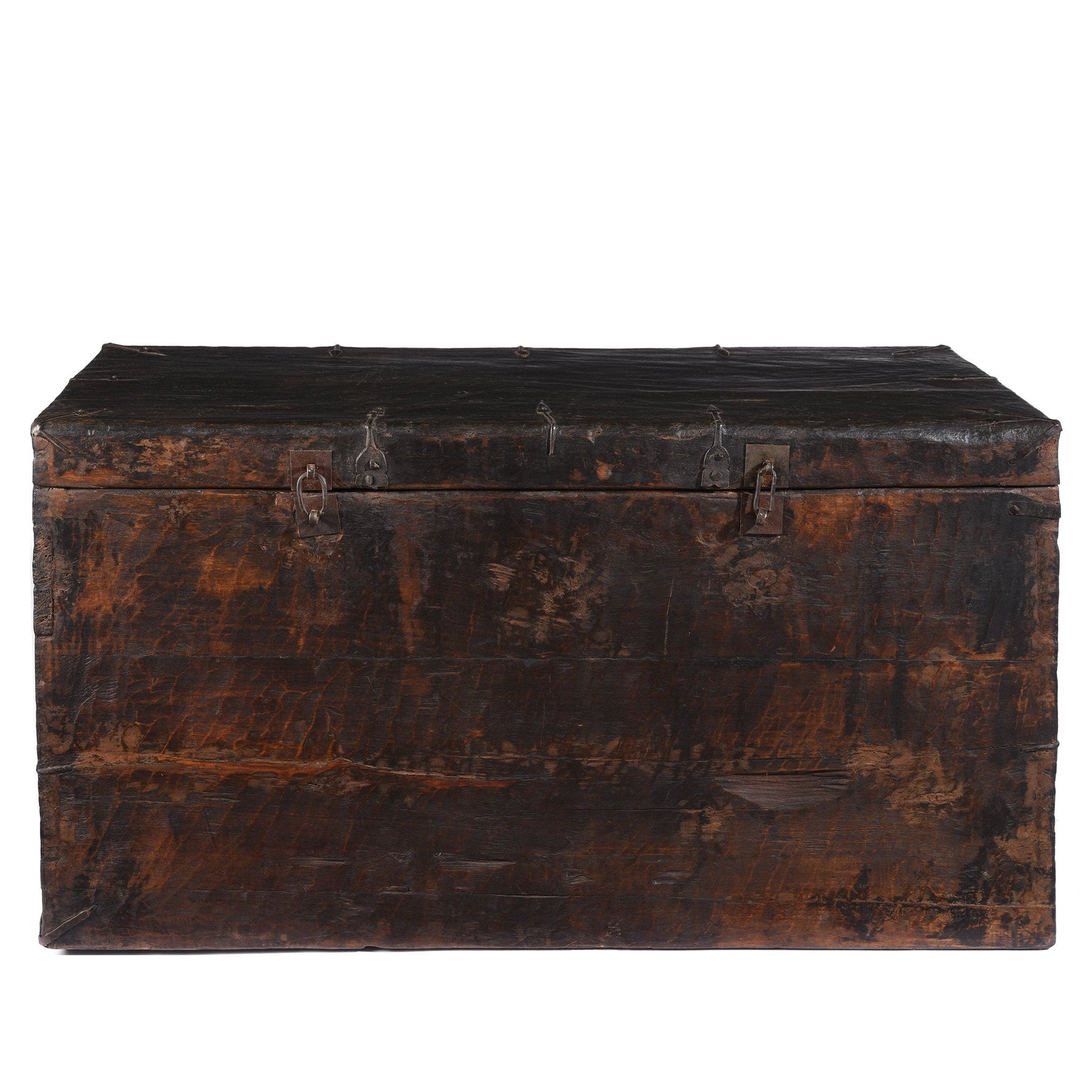 Old Painted Tibetan Chest With Later Painting - 19thC
