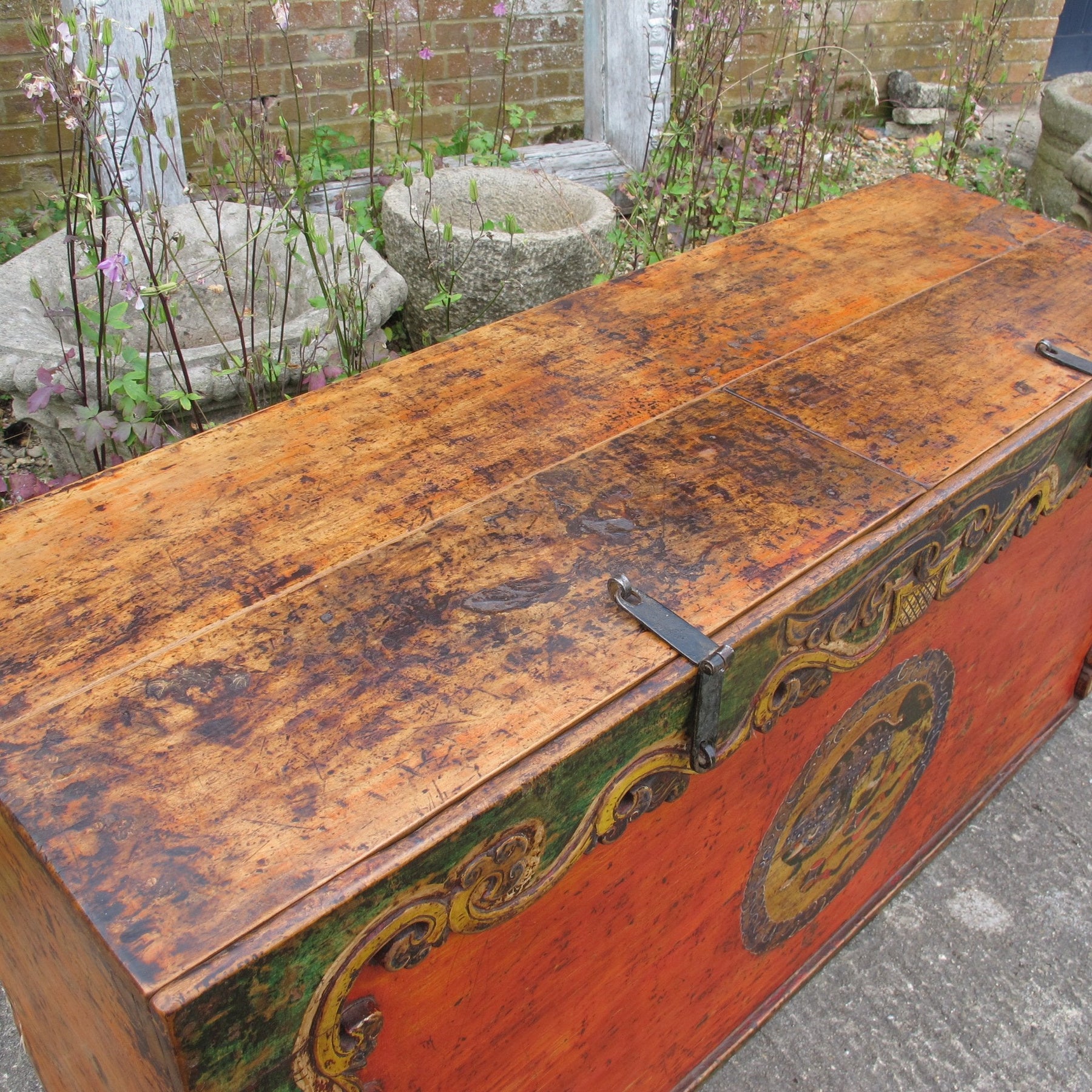 Original Painted Tibetan Storage Chest - 19thC