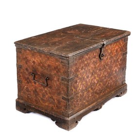Painted Teak Chest From Nagaur - 19thC