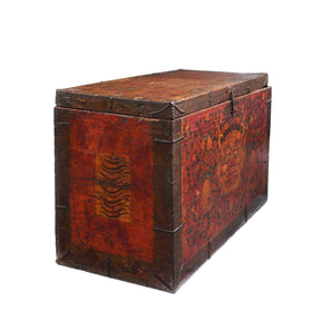 Painted Zeeba Chest From Tibet - 19th Century