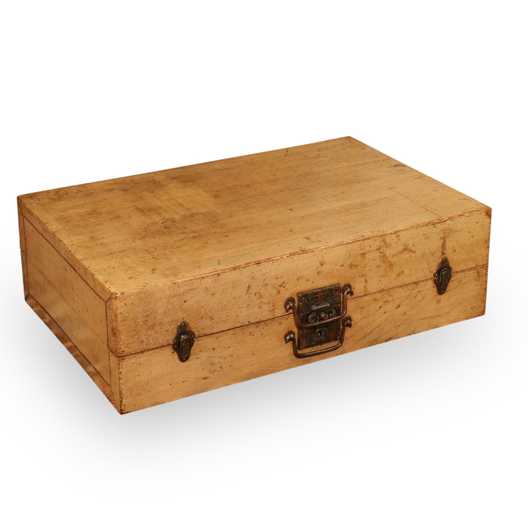 Pale Leather Trunk from Shanghai - Ca 1920
