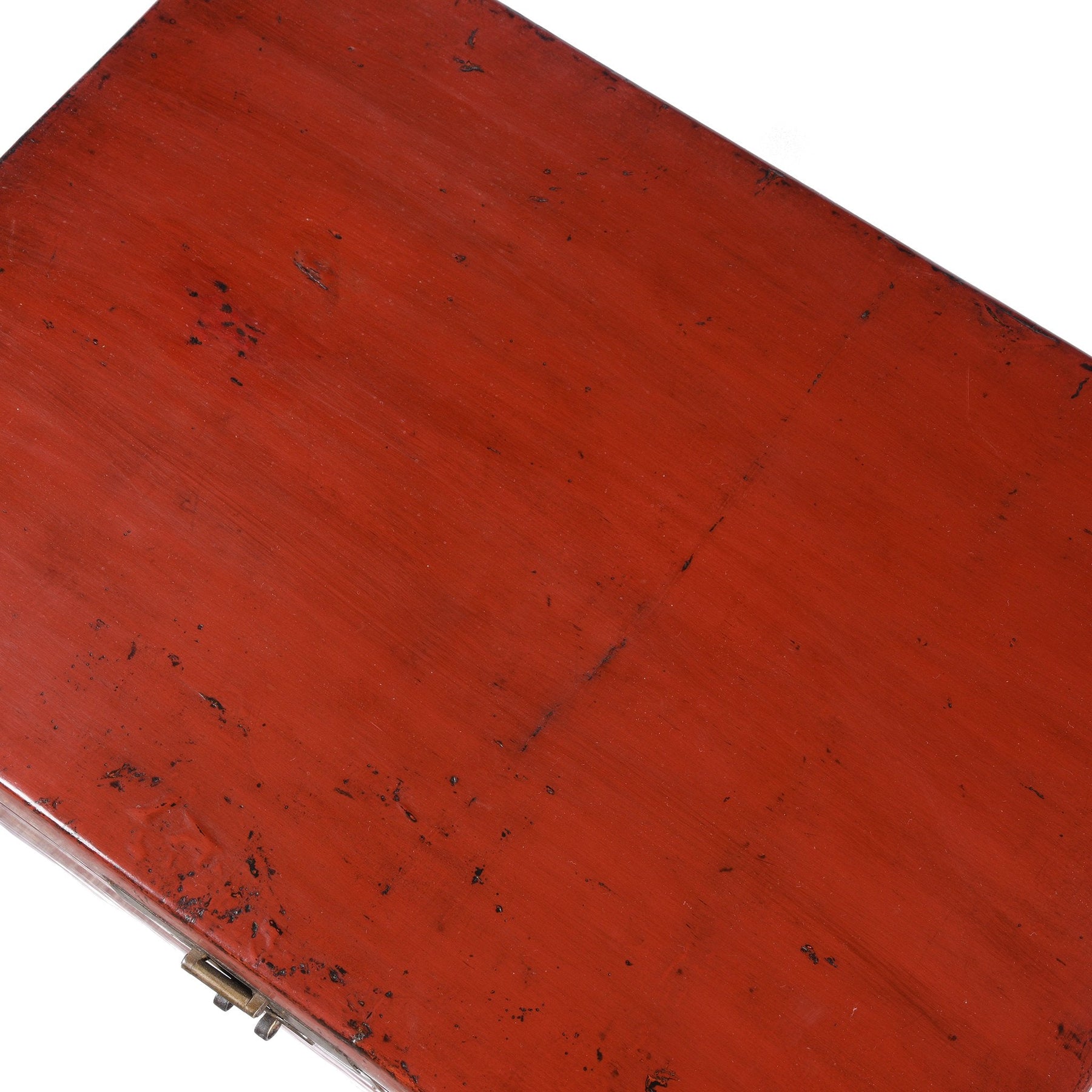 Red Lacquer Leather Trunk From Shanghai - Ca 1920