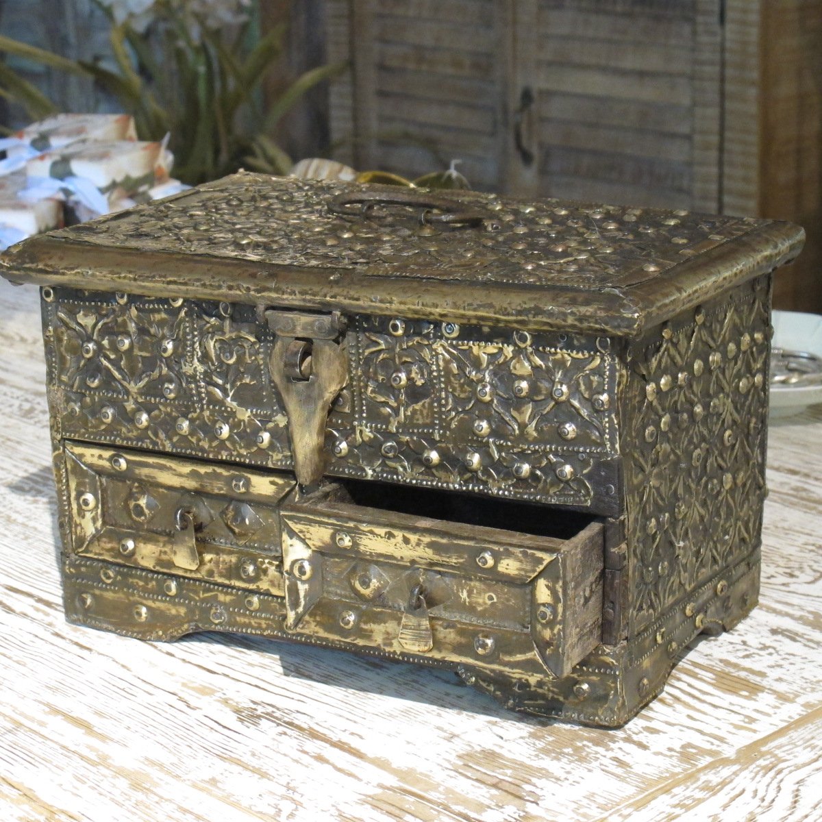 Rosewood  and Brass Jewellery Box 19thC