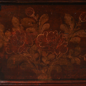 Teak Chest From South India With Original Floral Paint-19thC