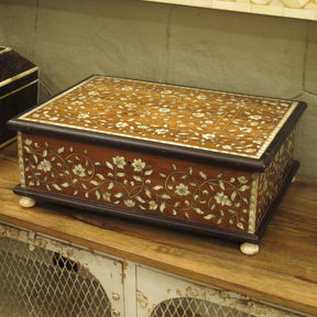 Teakwood Jewellery Box With Bone Inlay
