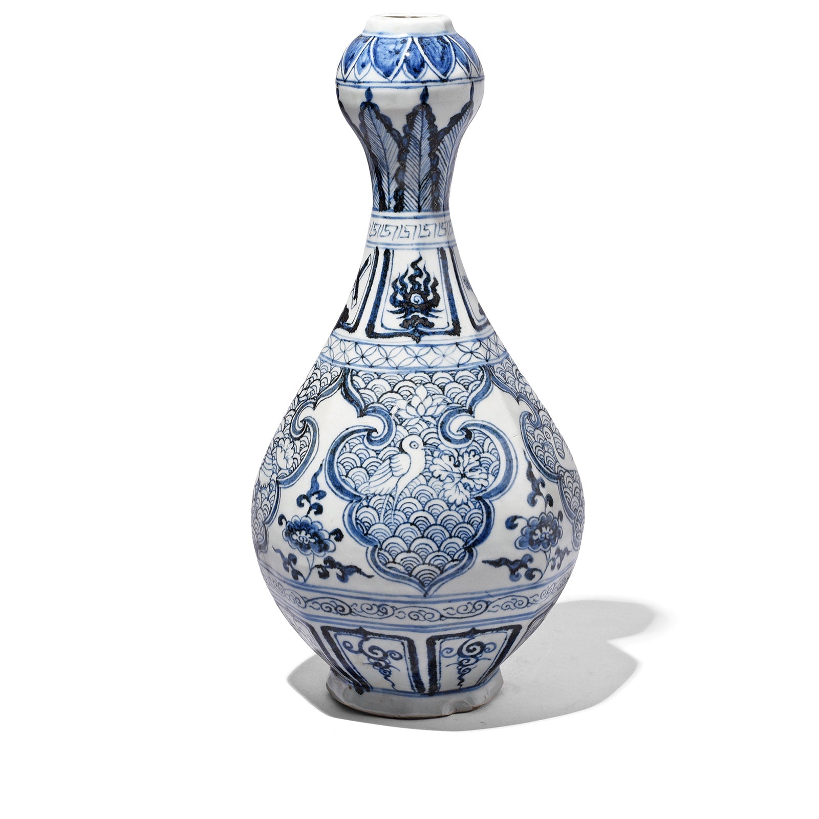 Blue & White Porcelain Garlic Mouth Vase