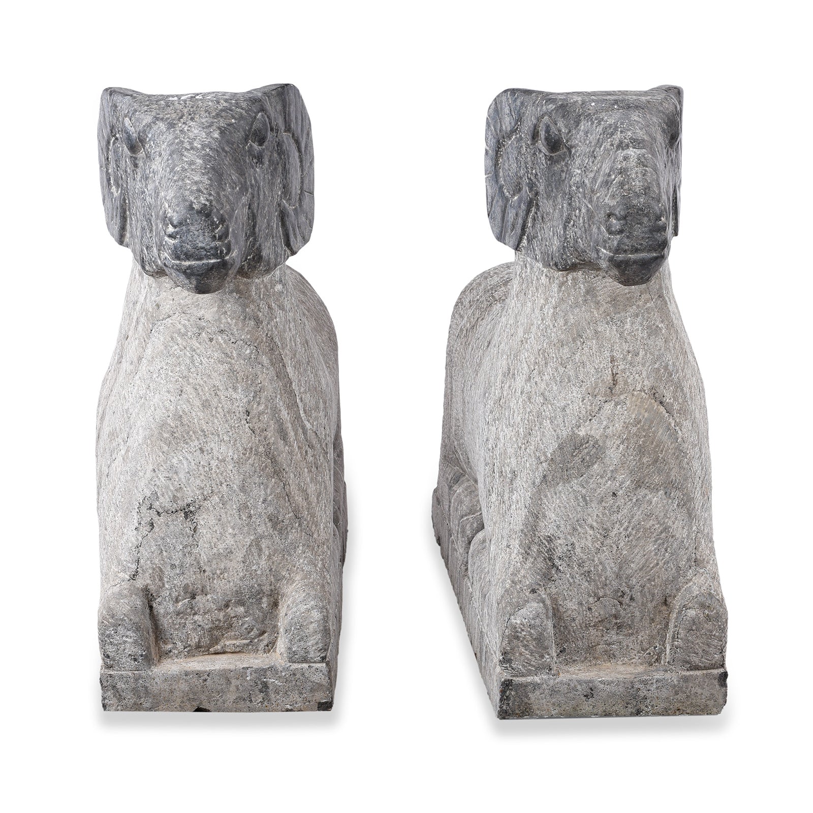 Hand Carved Granite Rams From Hebei Province