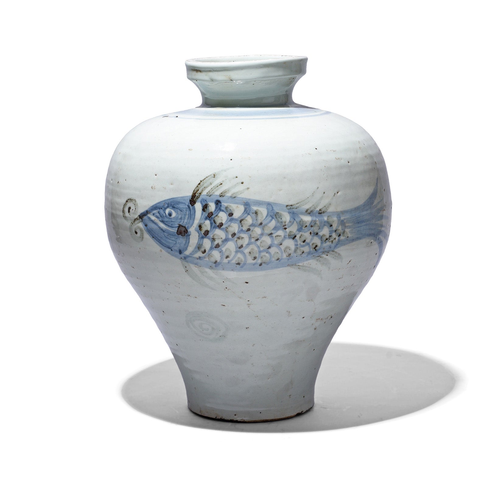 Provincial Style Blue & White Porcelain Jar - Fish Design