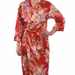 Printed Cotton Bath Robe - Floral