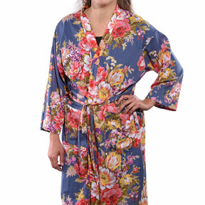 Printed Cotton Bath Robe - Floral