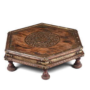 Brass & Rosewood Prayer Table from Gujarat - 19thC