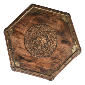 Brass & Rosewood Prayer Table from Gujarat - 19thC
