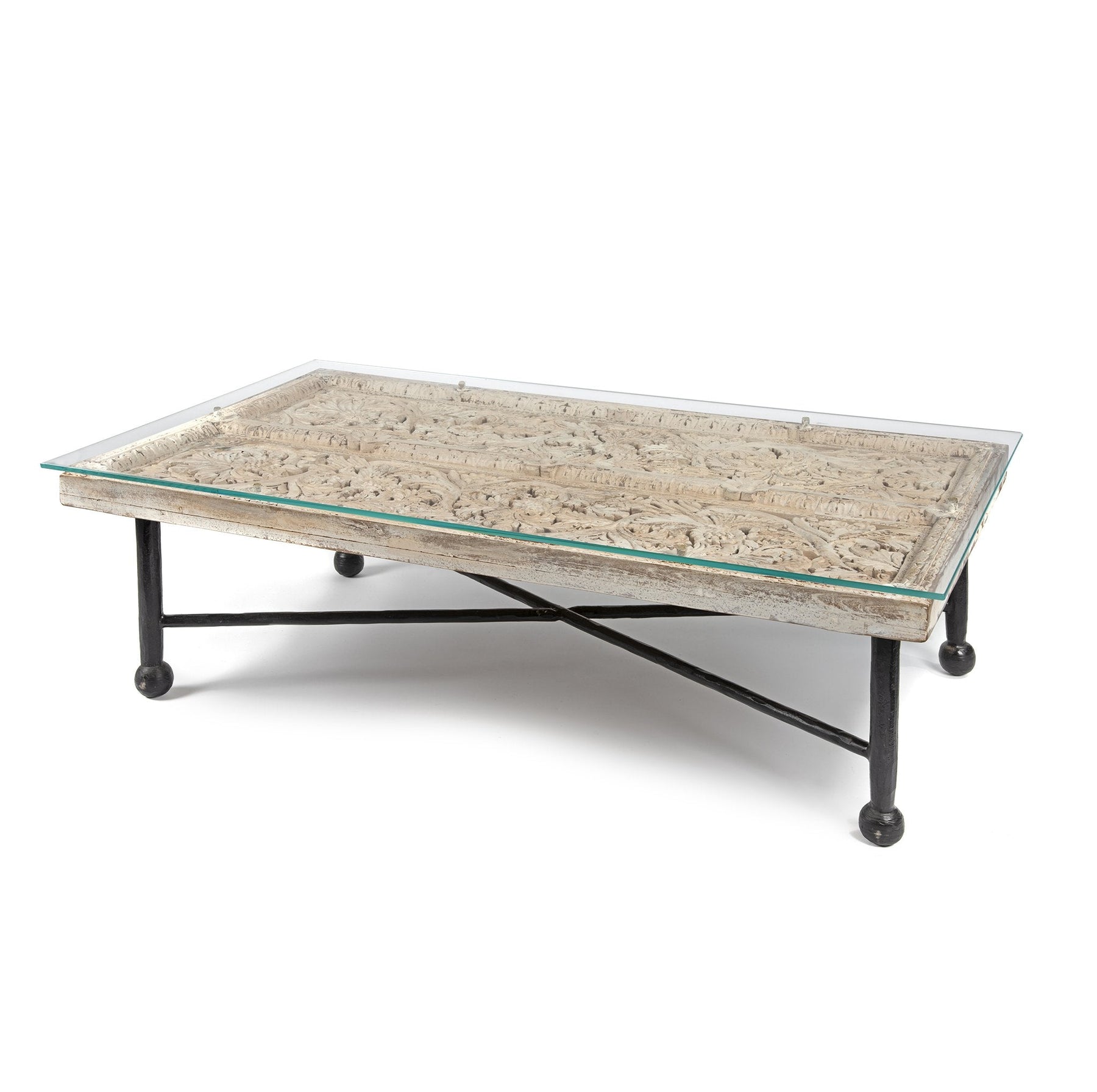 Coffee Table Made From Old Carved Teak Ceiling Panel