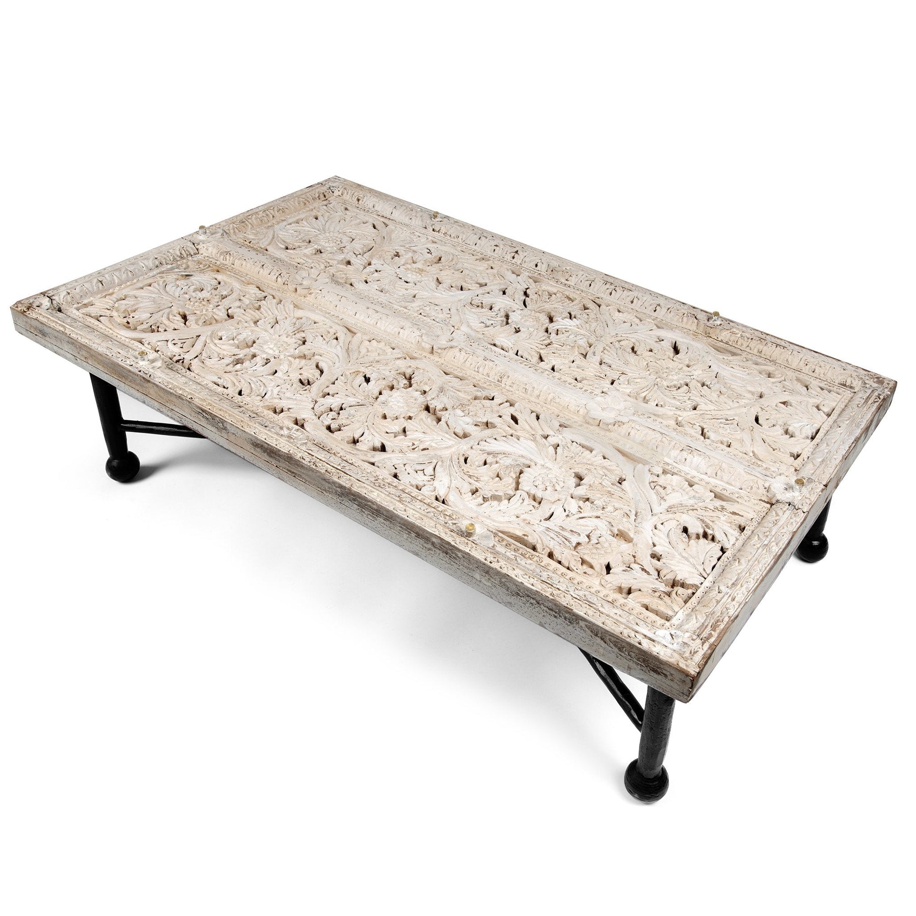 Coffee Table Made From Old Carved Teak Ceiling Panel