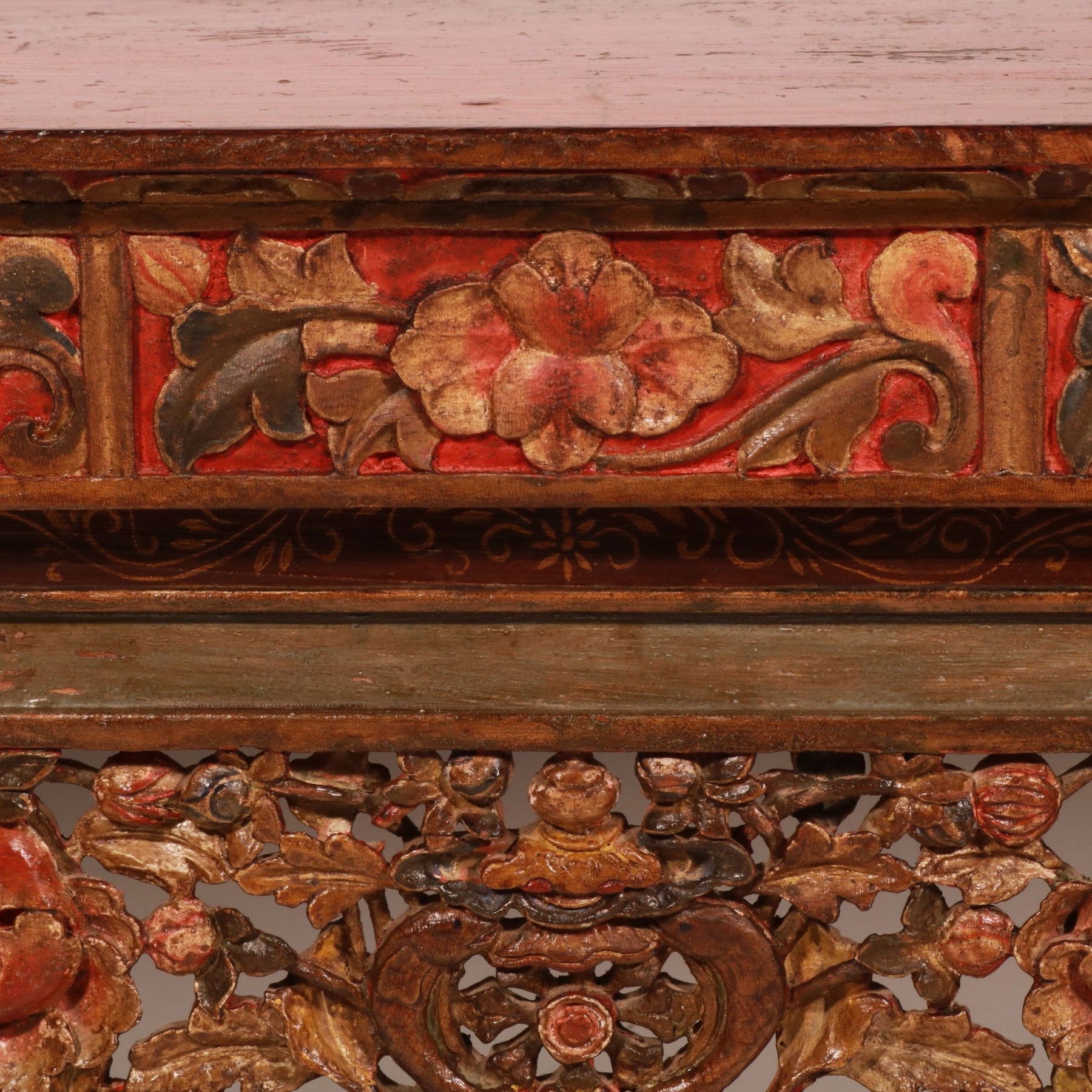 Painted & Carved Choksar - Prayer Table from Tibet