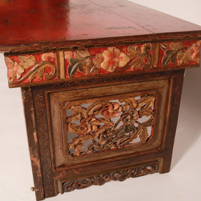 Painted & Carved Choksar - Prayer Table from Tibet