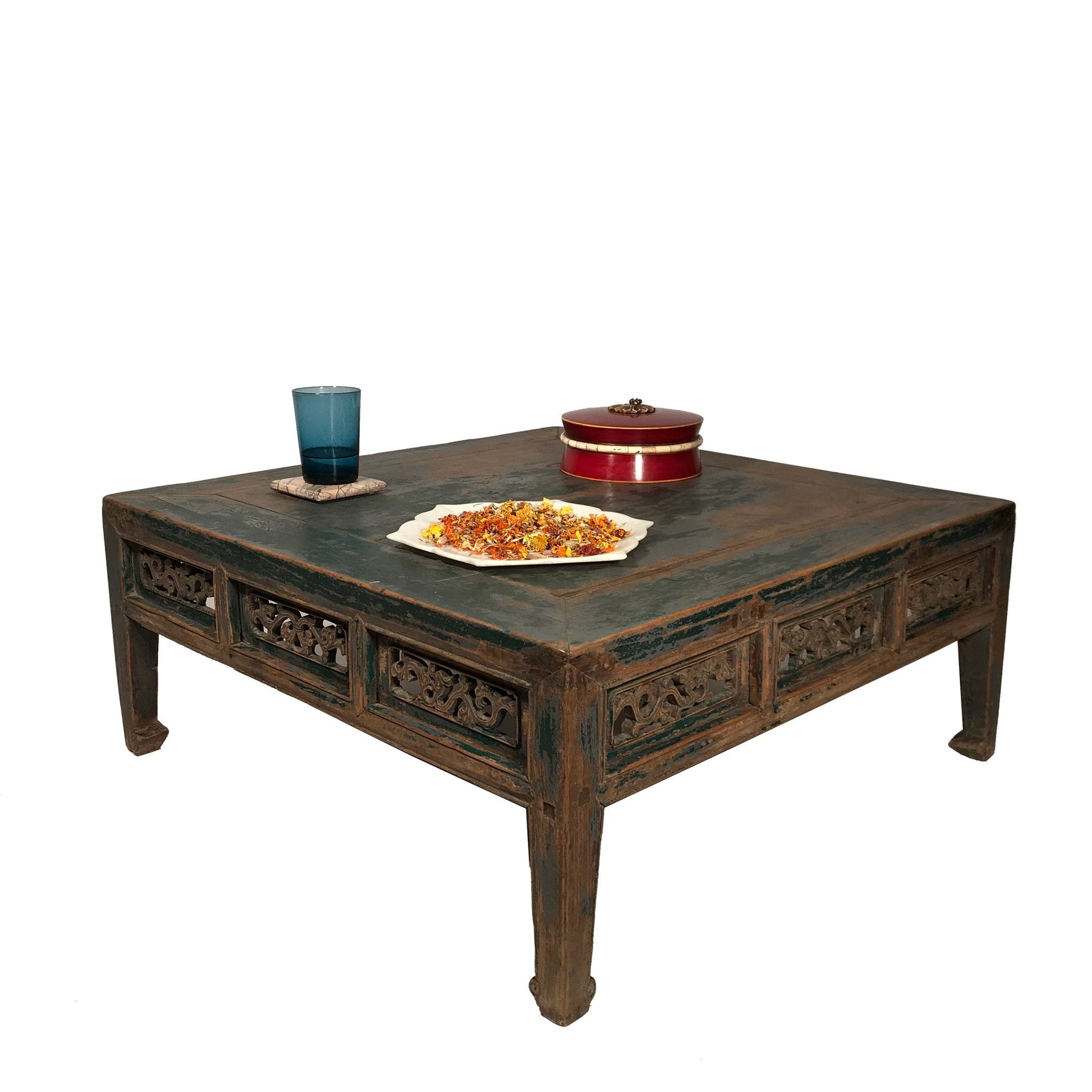 Painted Chinese Square Coffee Table From Shanxi - 19thC