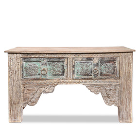 2 Drawer Painted Console Table Made From Reclaimed Teak