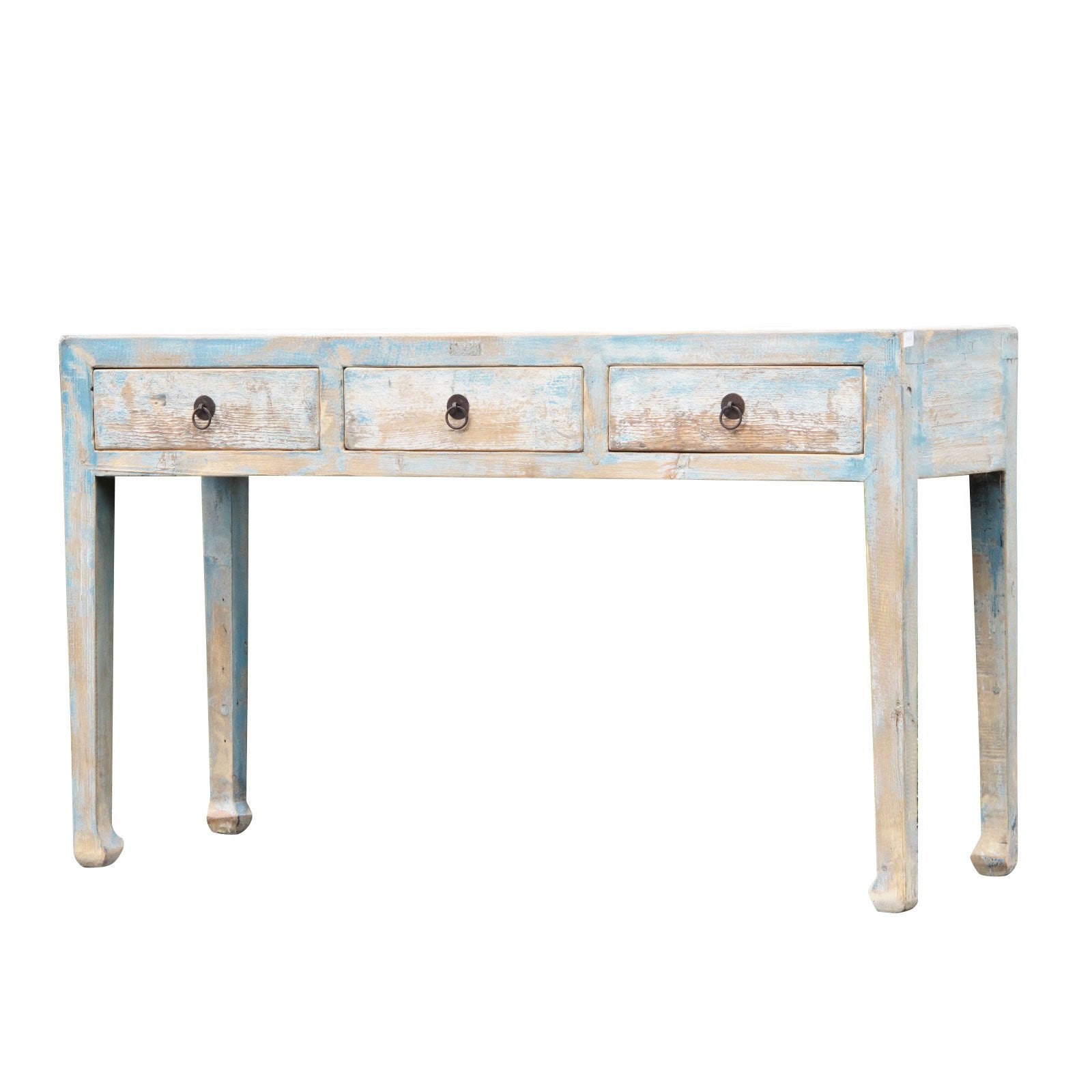 3 Drawer Altar Table Old Blue  Painted Pine