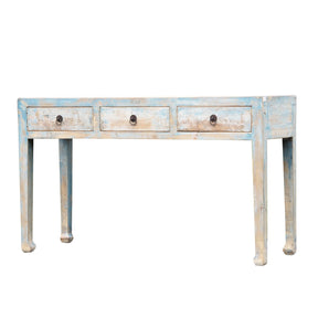 3 Drawer Altar Table Old Blue  Painted Pine