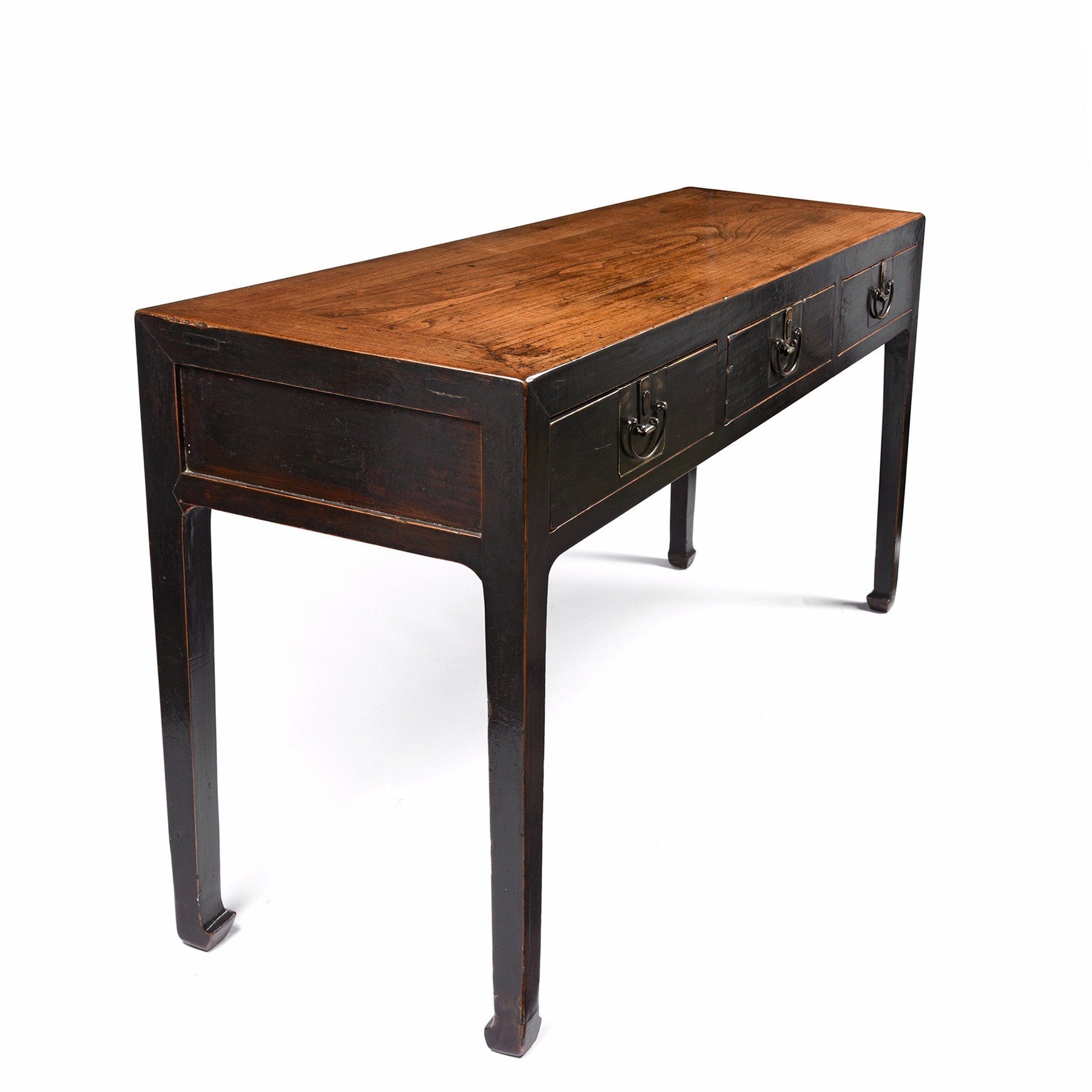 3 Drawer Console Table With Dark Lacquer - 19thC