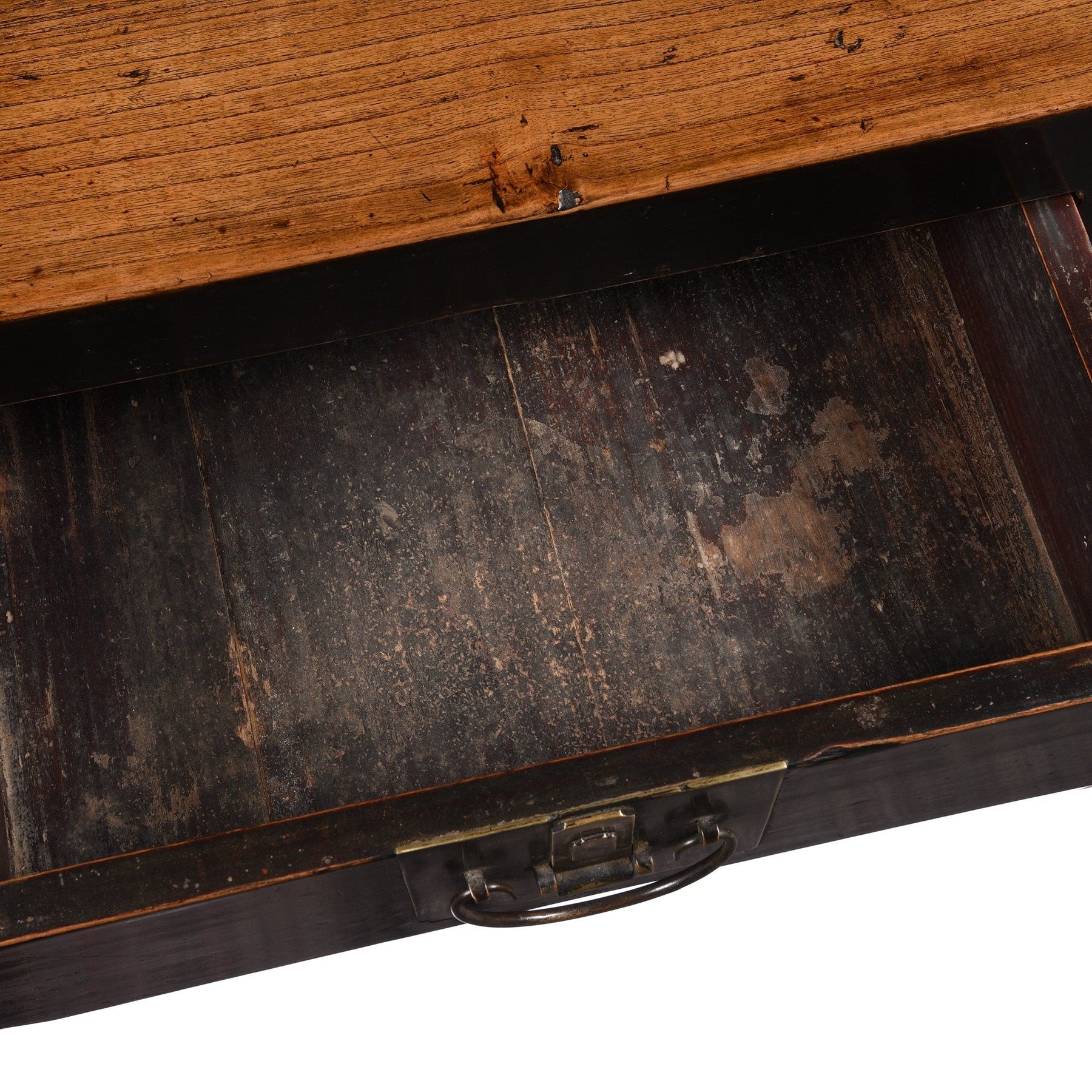3 Drawer Console Table With Dark Lacquer - 19thC
