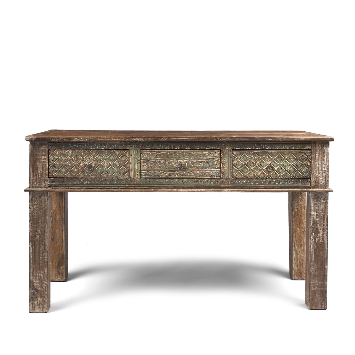3 Drawer Painted Console Table Made From Reclaimed Teak
