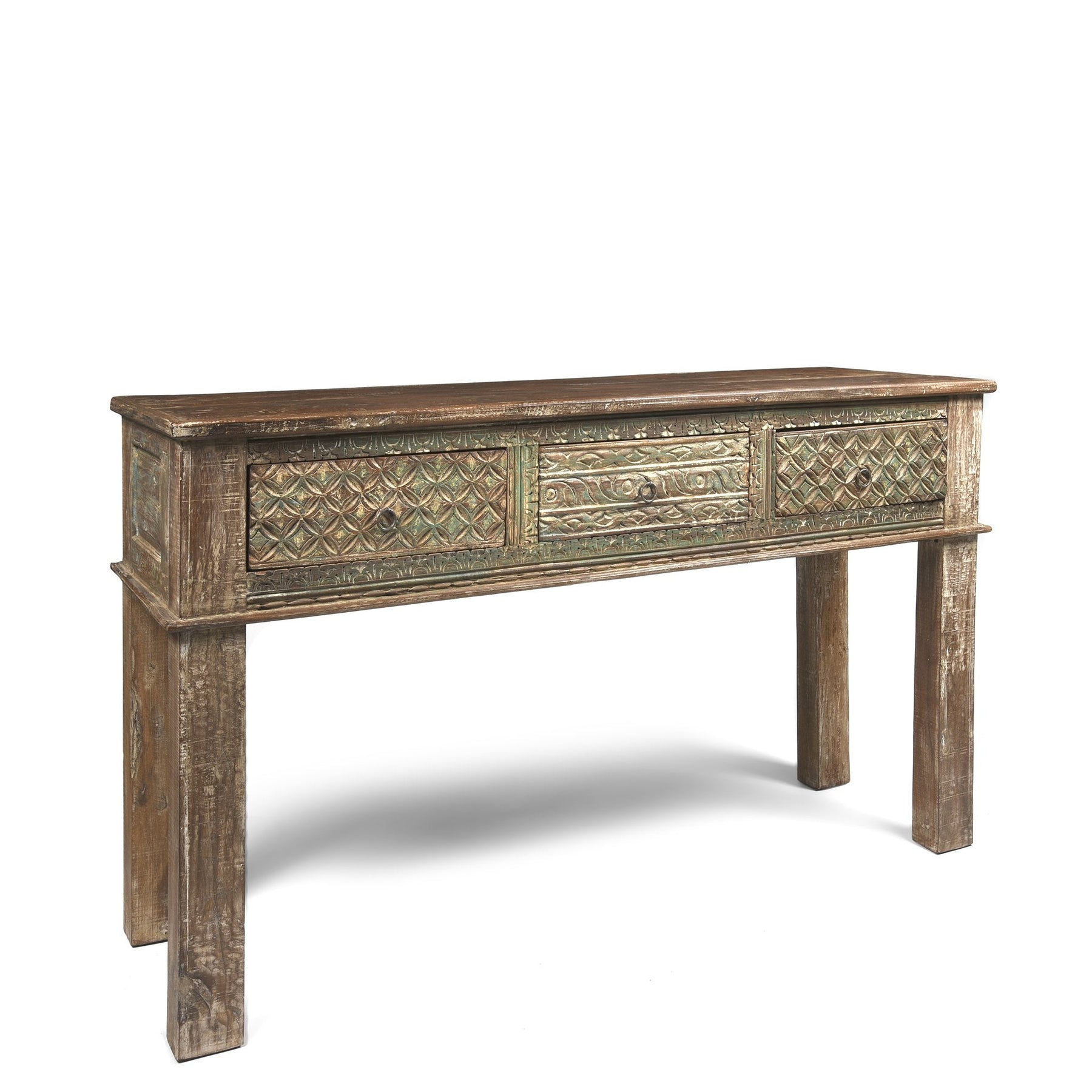 3 Drawer Painted Console Table Made From Reclaimed Teak