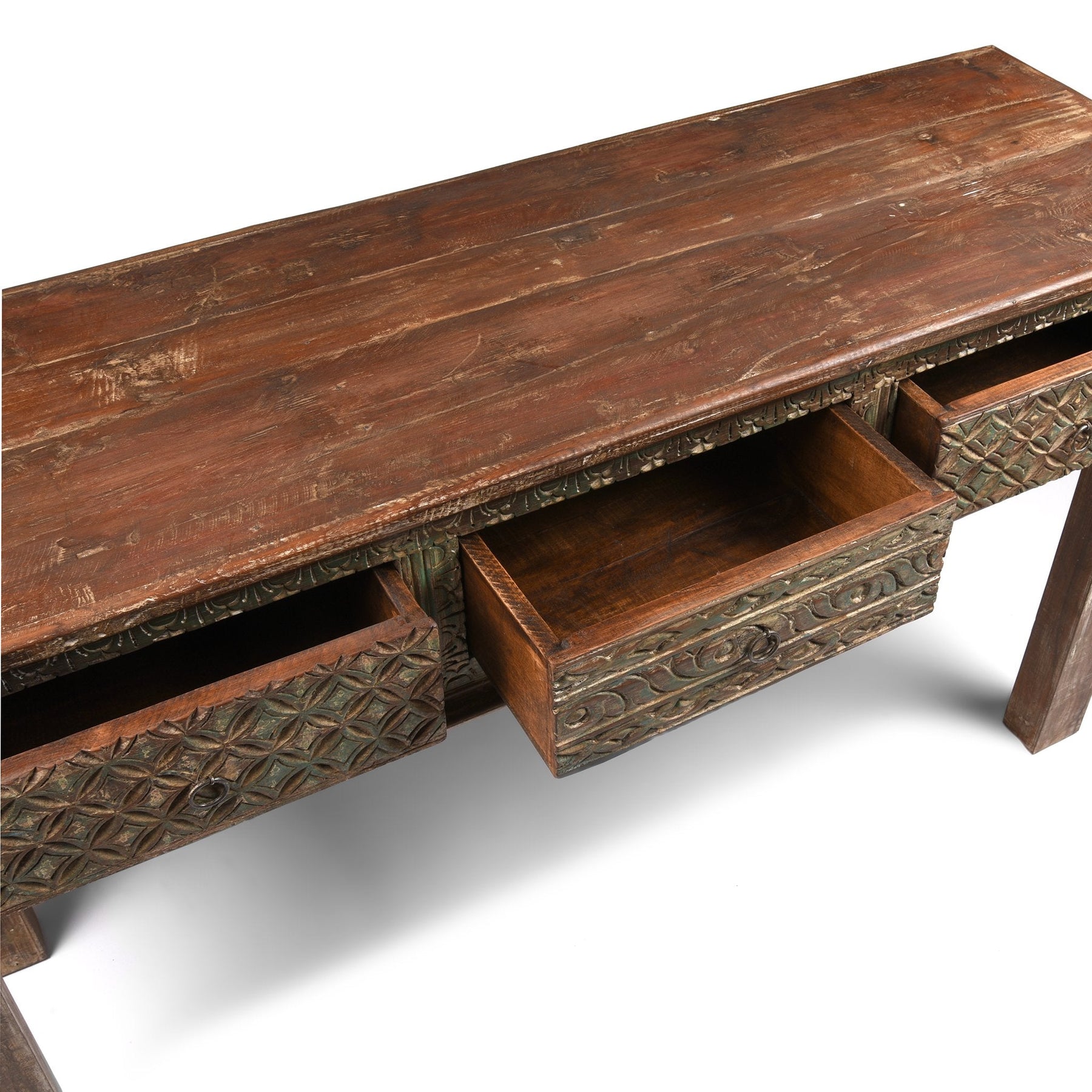 3 Drawer Painted Console Table Made From Reclaimed Teak
