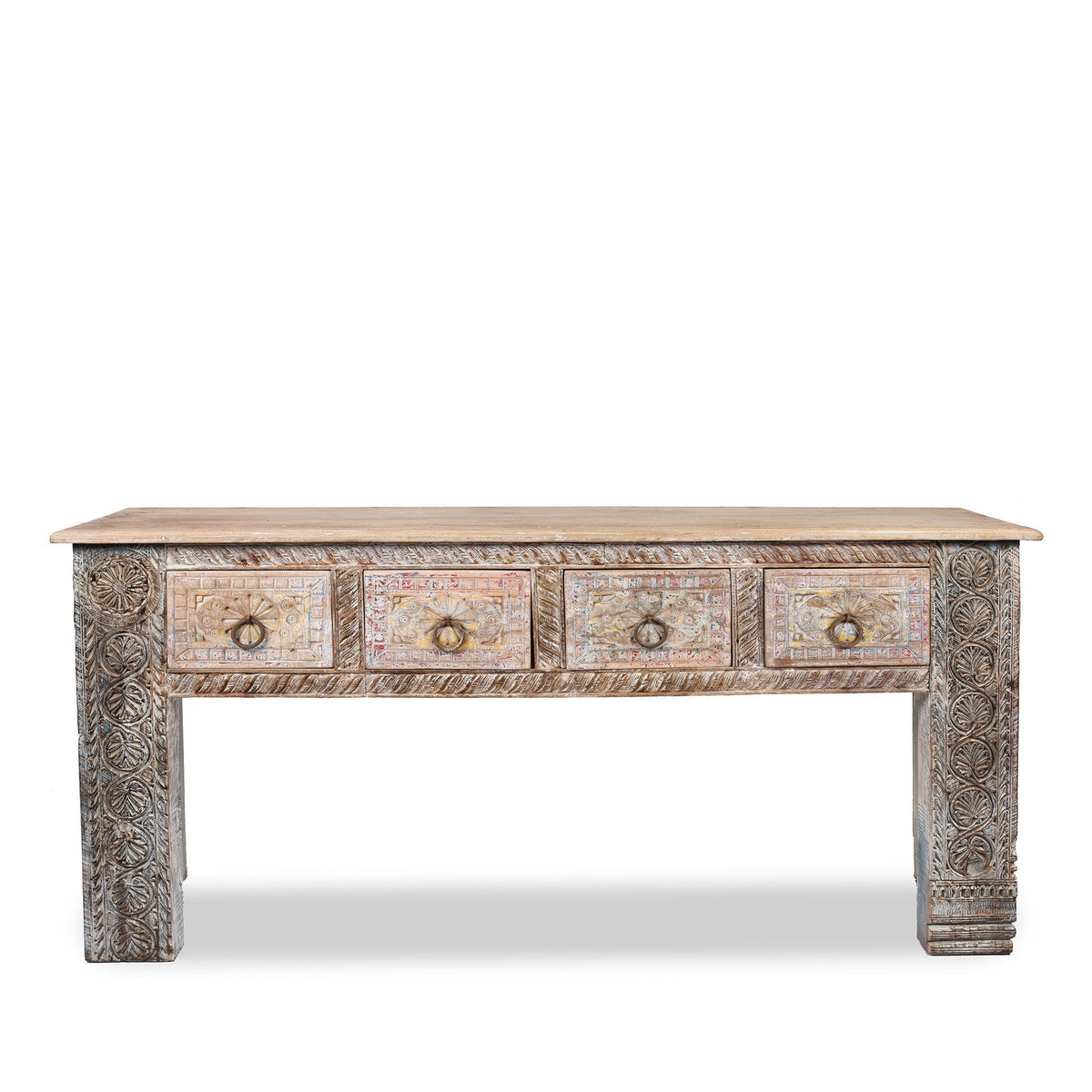 4 Drawer Painted Console Table Made From Reclaimed Teak