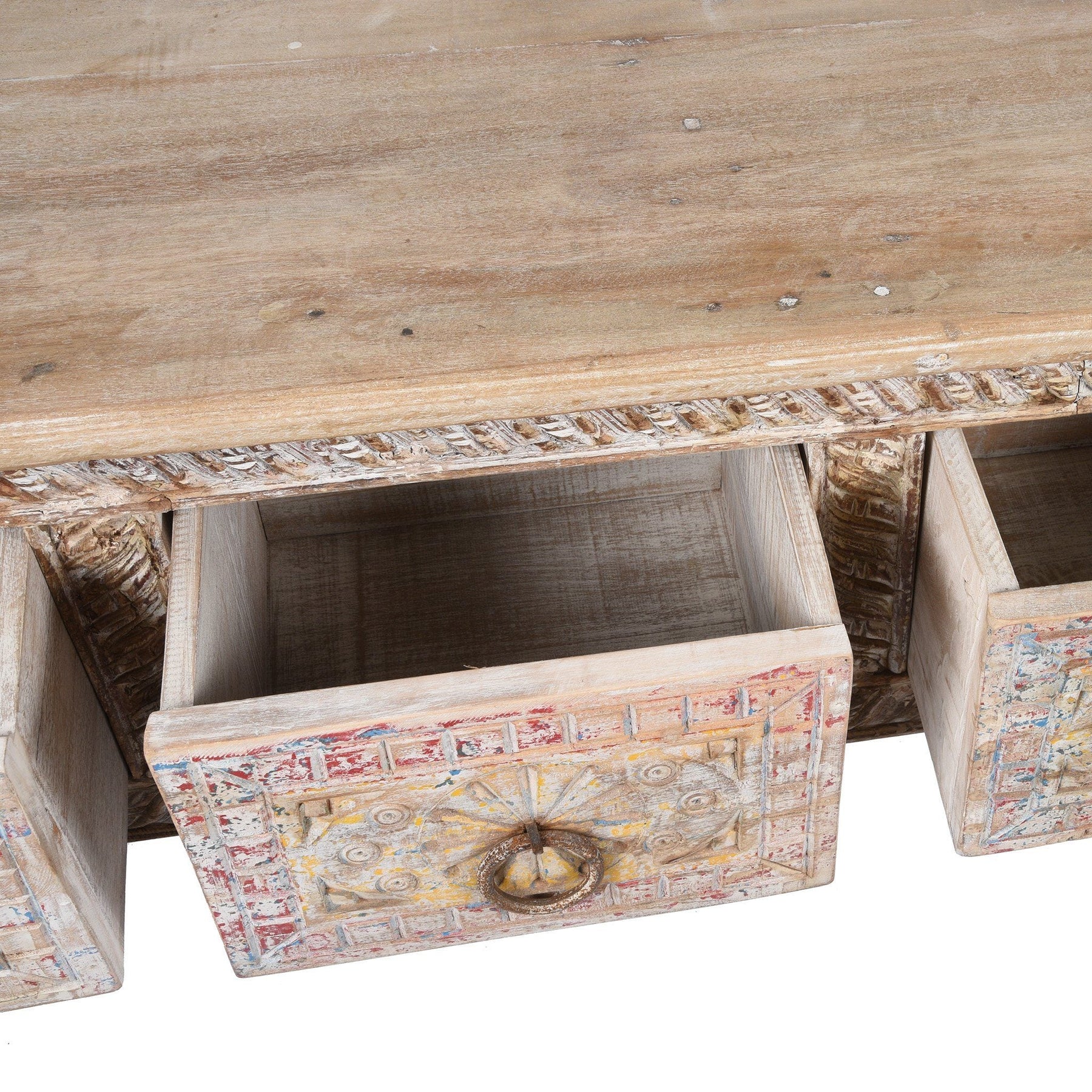 4 Drawer Painted Console Table Made From Reclaimed Teak