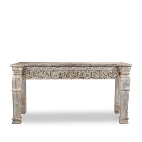 Carved Console Table Made From Reclaimed Teak
