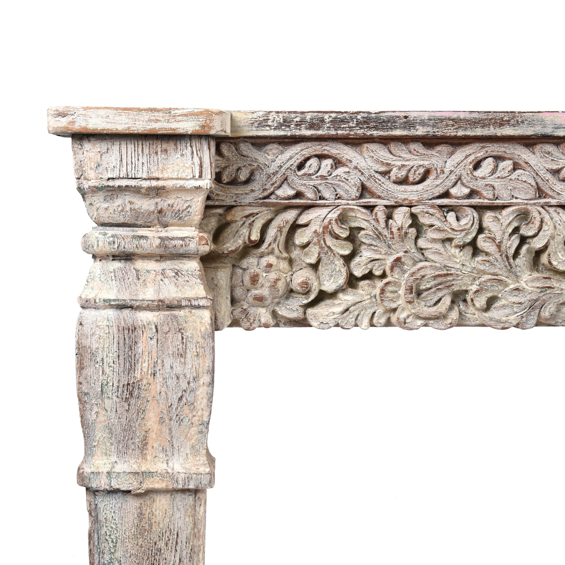 Carved Console Table Made From Reclaimed Teak