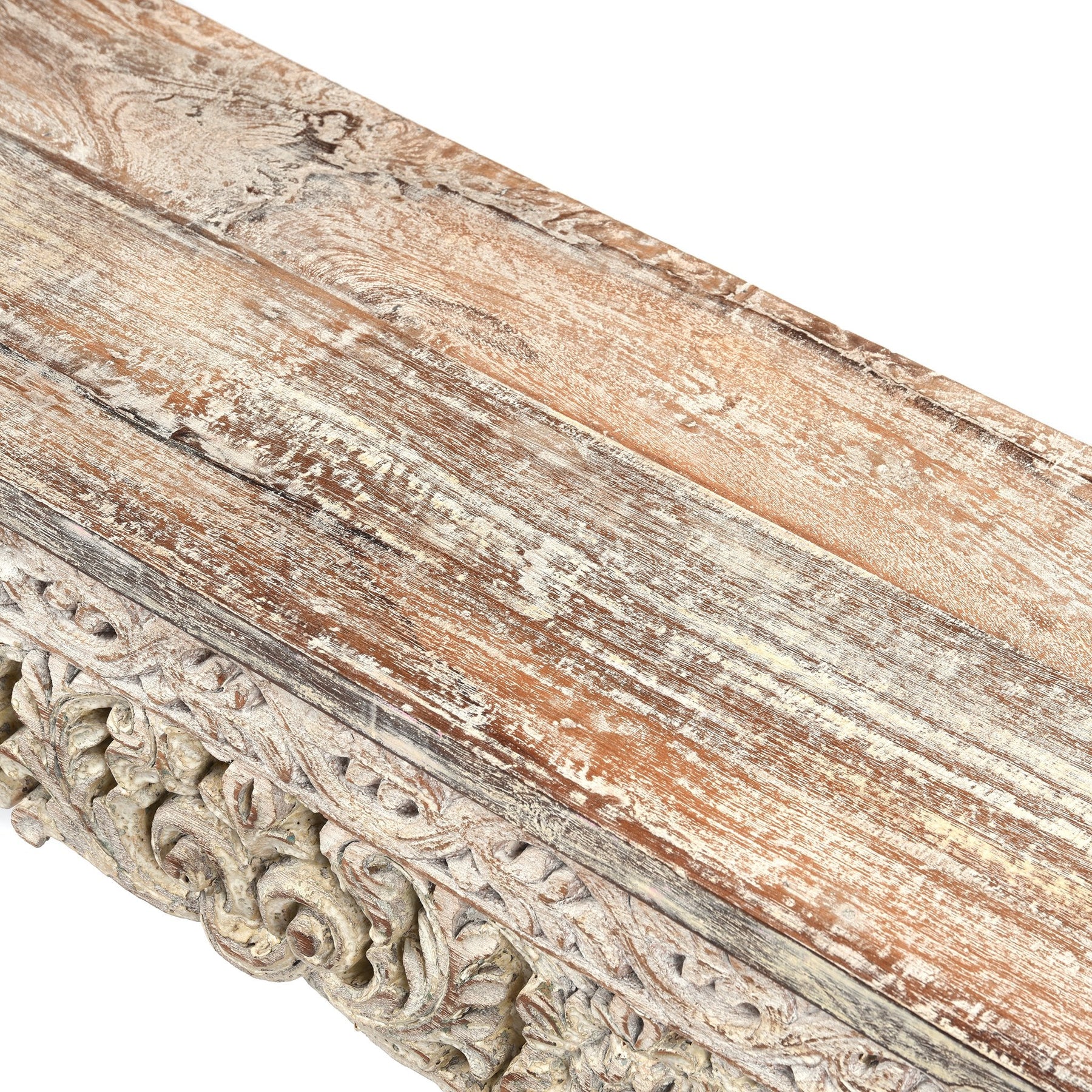 Carved Console Table Made From Reclaimed Teak