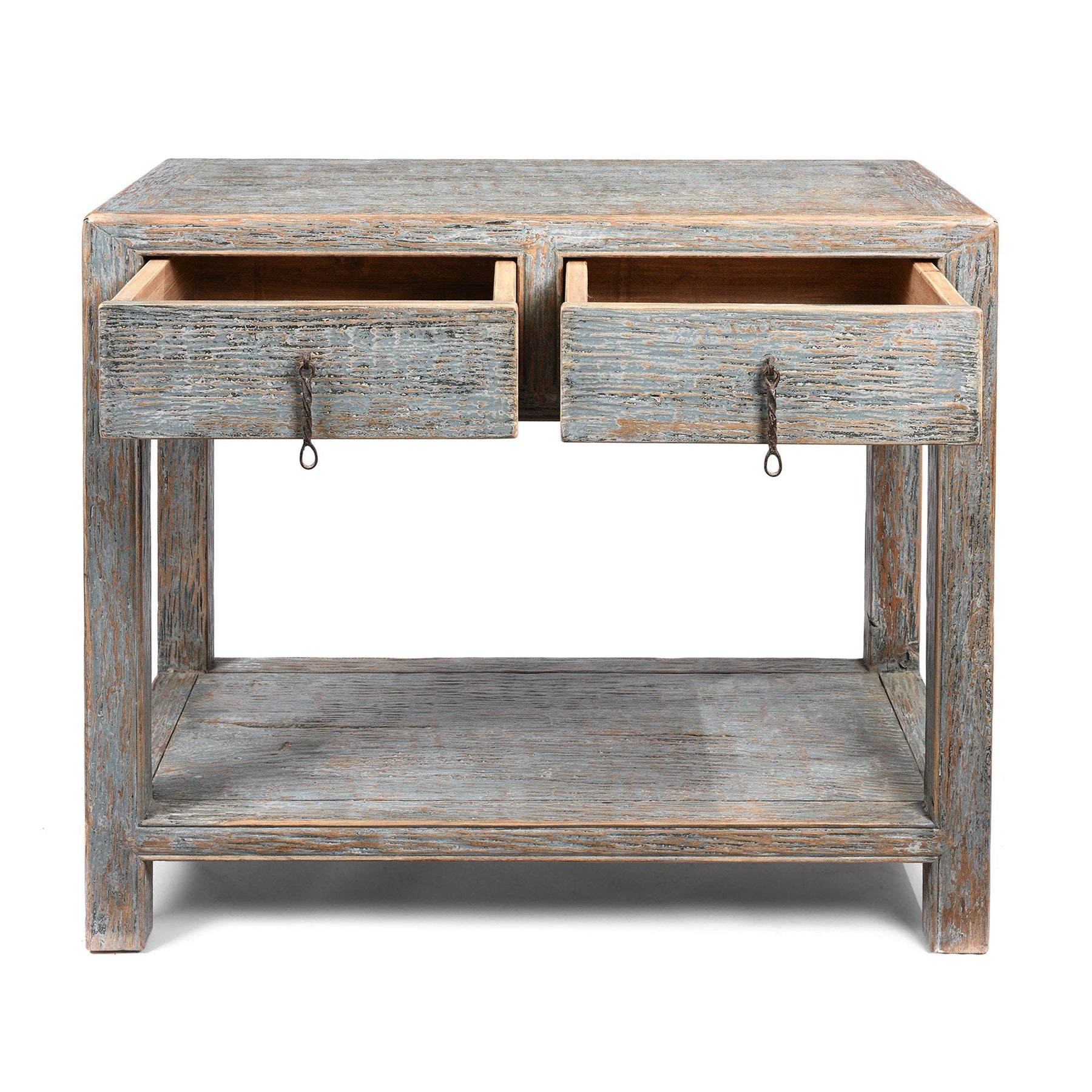 Painted 2 Drawer Console Made From Old Pine