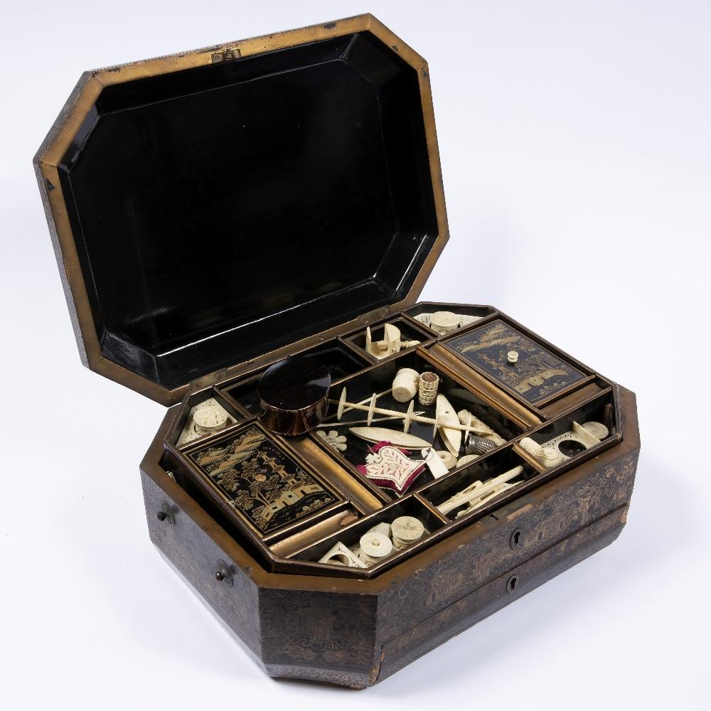 Black Lacquer Sewing Box - Qing Dynasty, Early 19thC