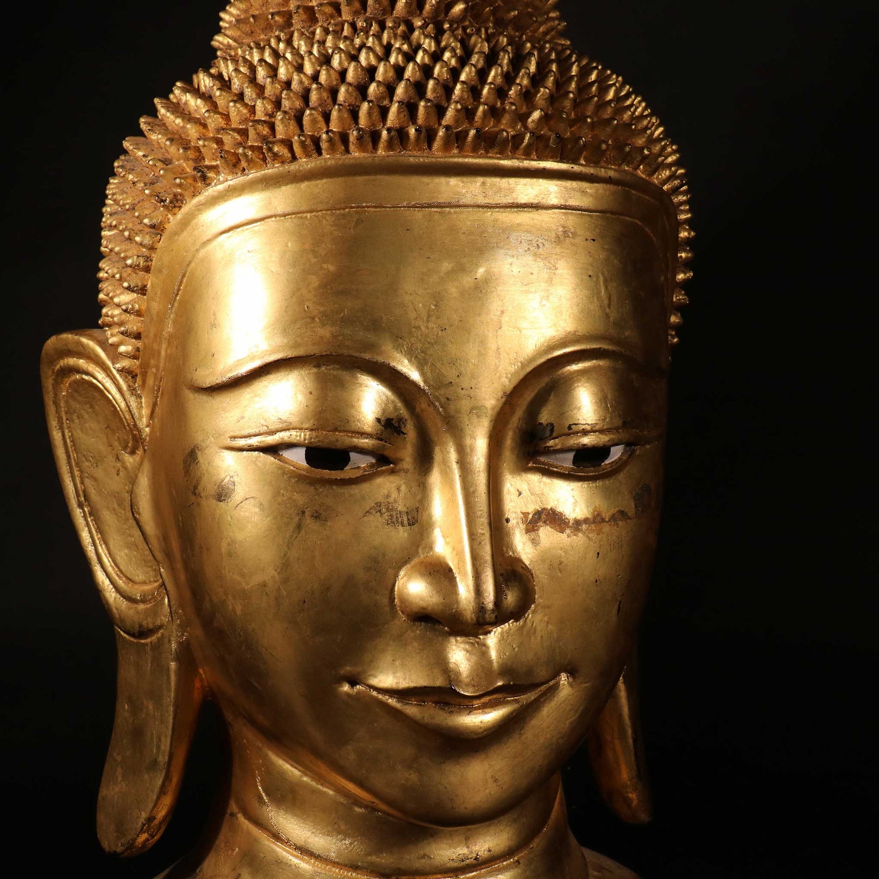 Burmese Gilded Buddha Head - Ca 50 yrs old