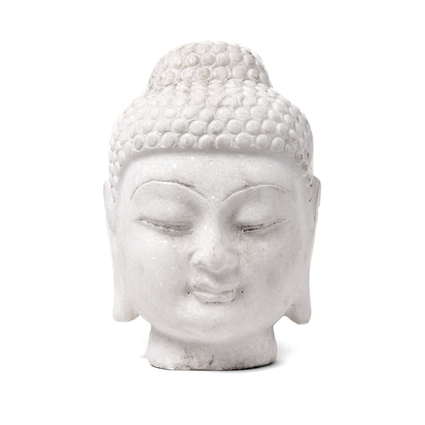 Carved Buddha Head - White Marble