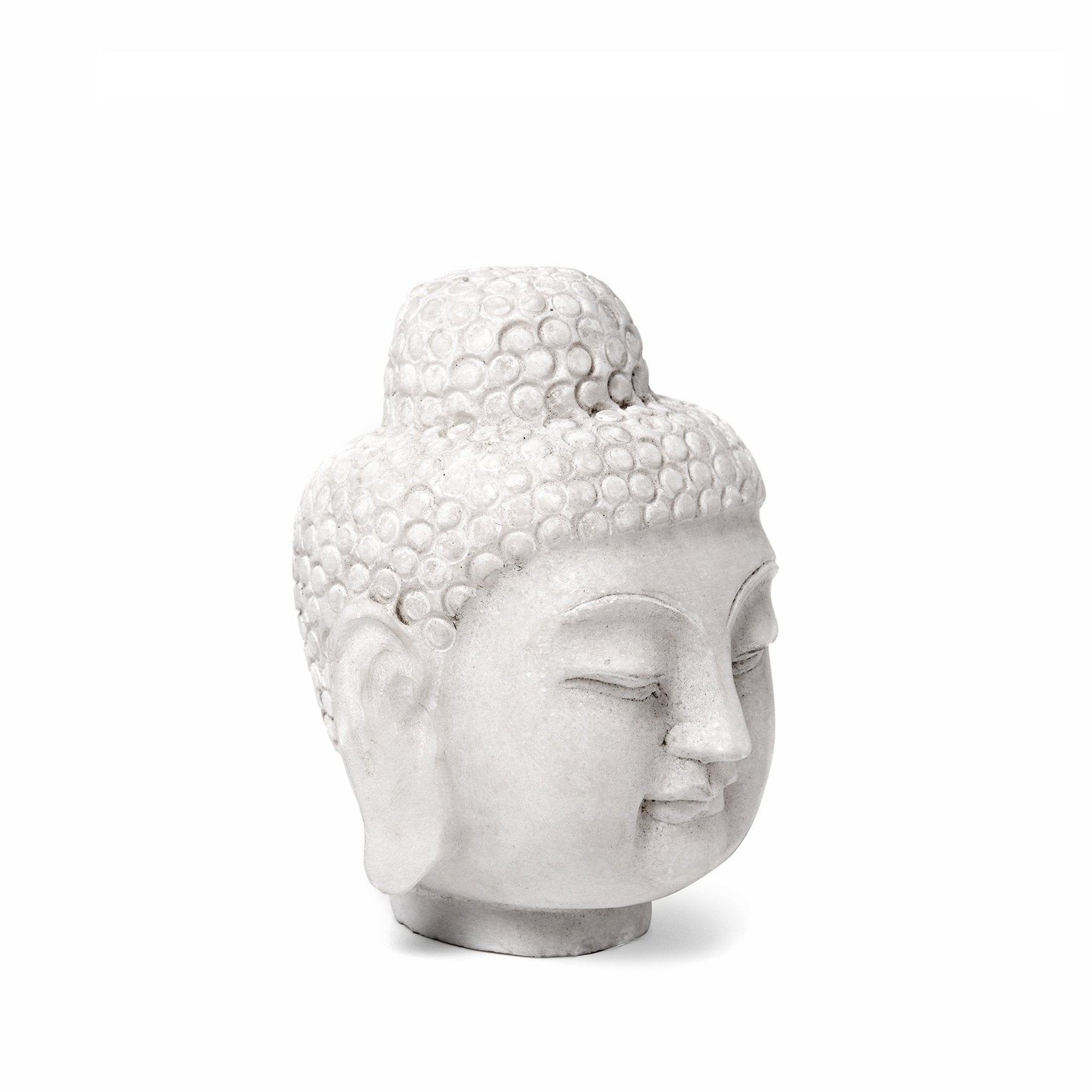 Carved Buddha Head - White Marble