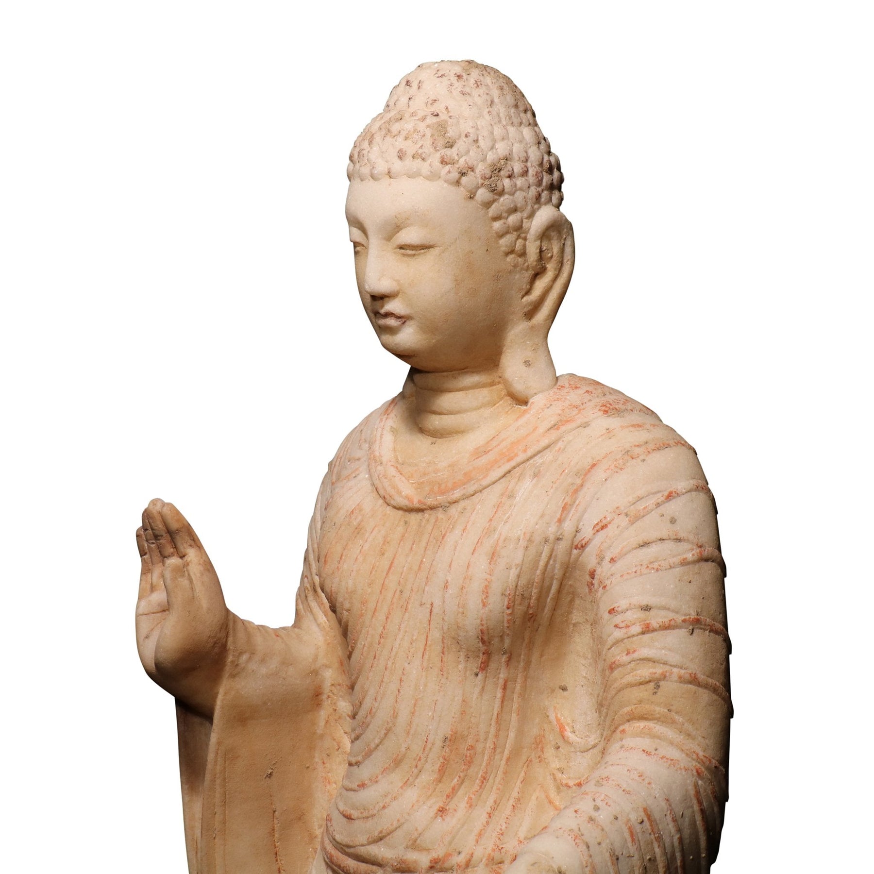 Carved Marble Standing Chinese Buddha Statue