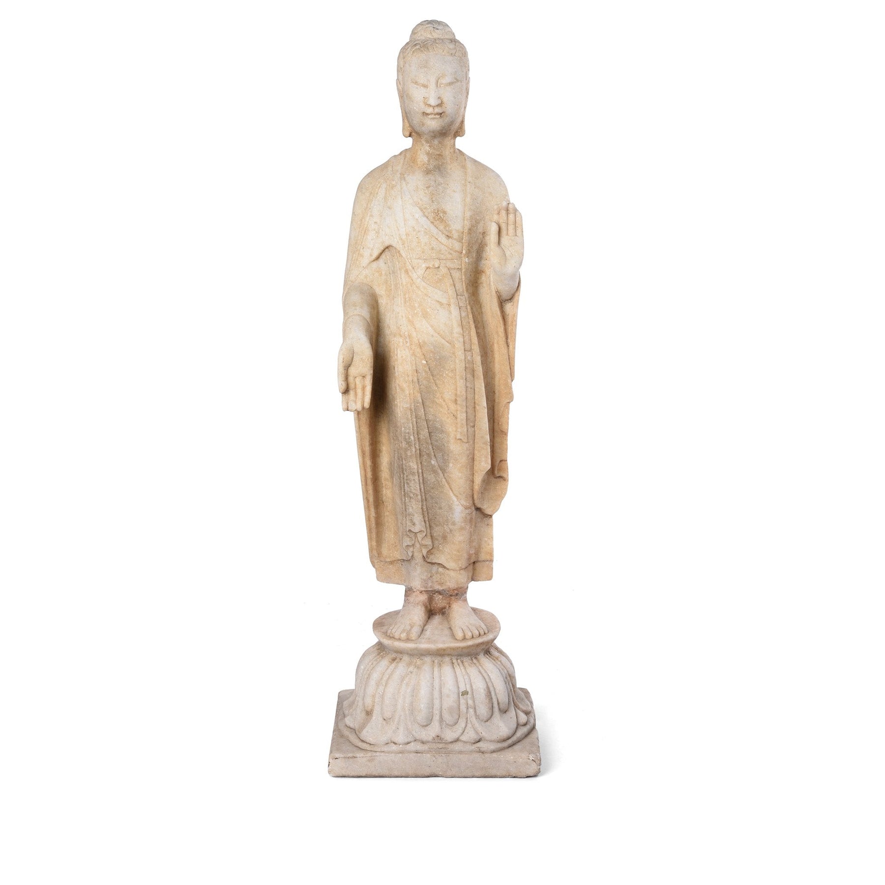 Carved Marble Standing Chinese Buddha Statue