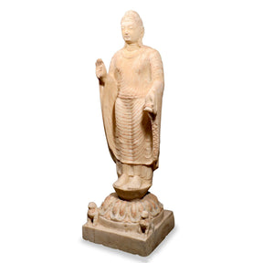 Carved Marble Standing Chinese Buddha Statue