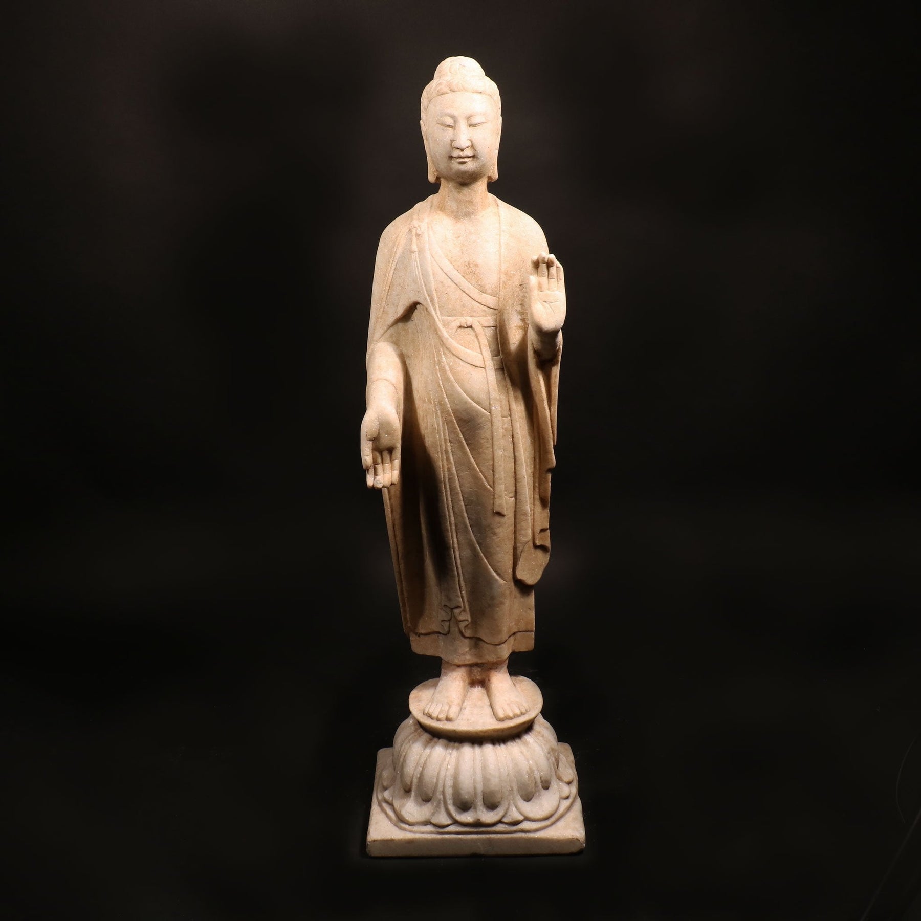 Carved Marble Standing Chinese Buddha Statue