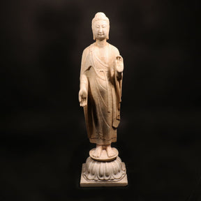 Carved Marble Standing Chinese Buddha Statue