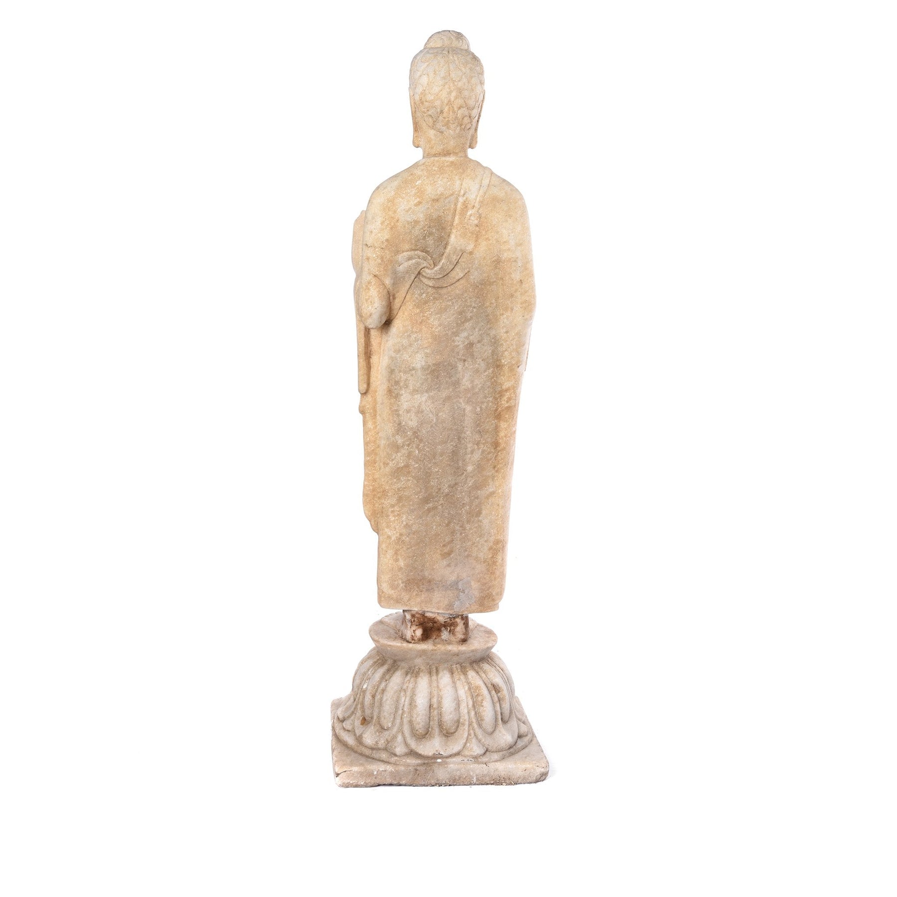 Carved Marble Standing Chinese Buddha Statue