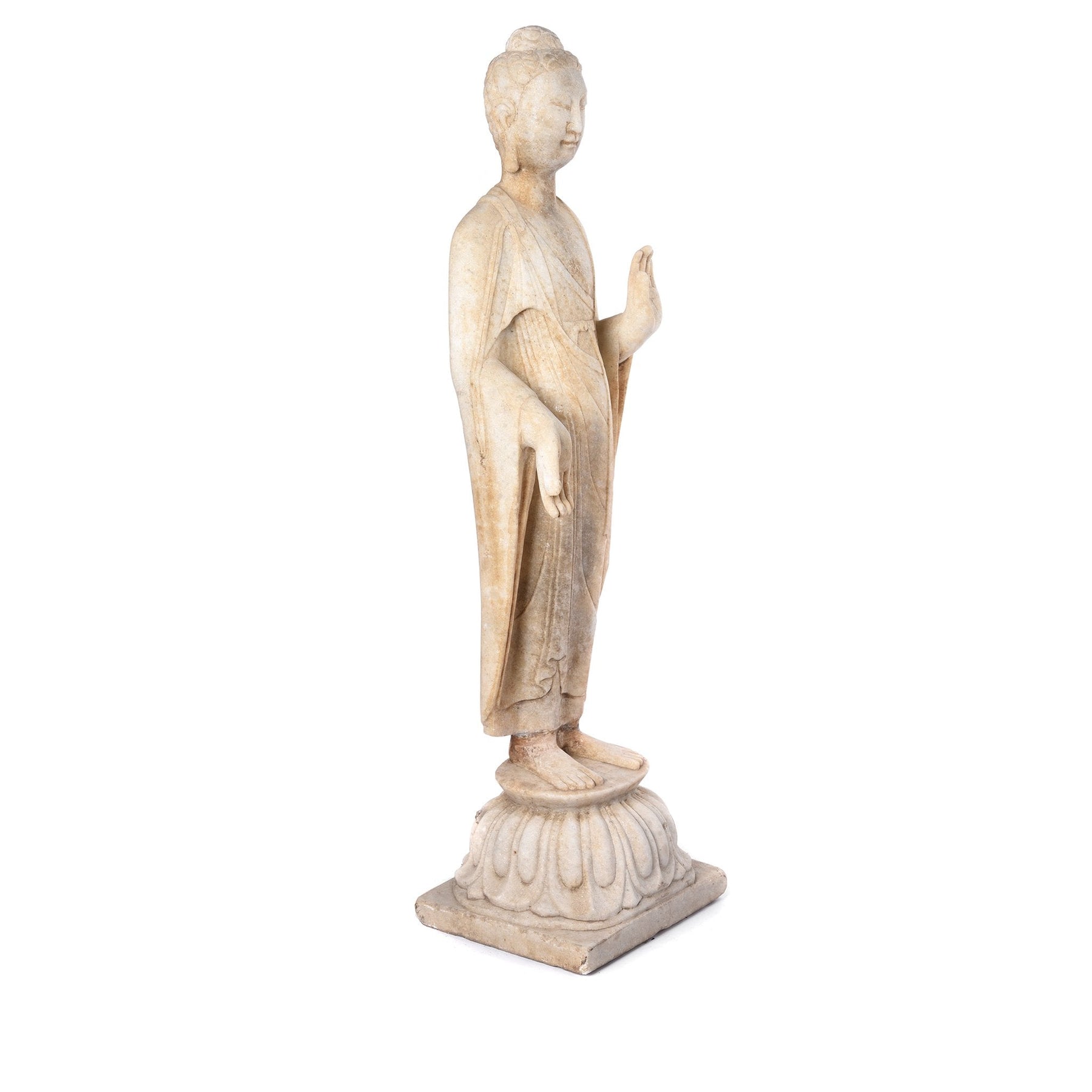 Carved Marble Standing Chinese Buddha Statue