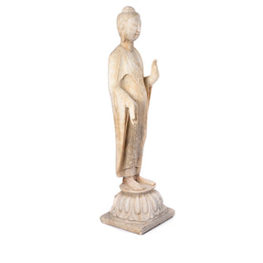 Carved Marble Standing Chinese Buddha Statue
