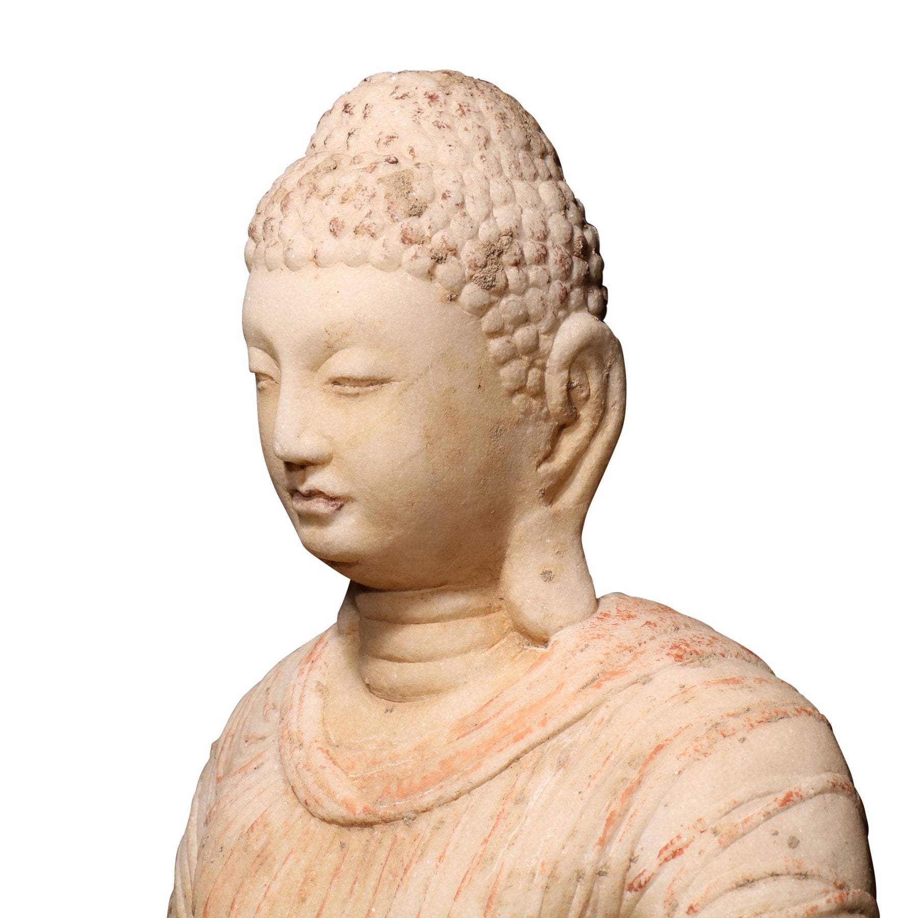 Carved Marble Standing Chinese Buddha Statue