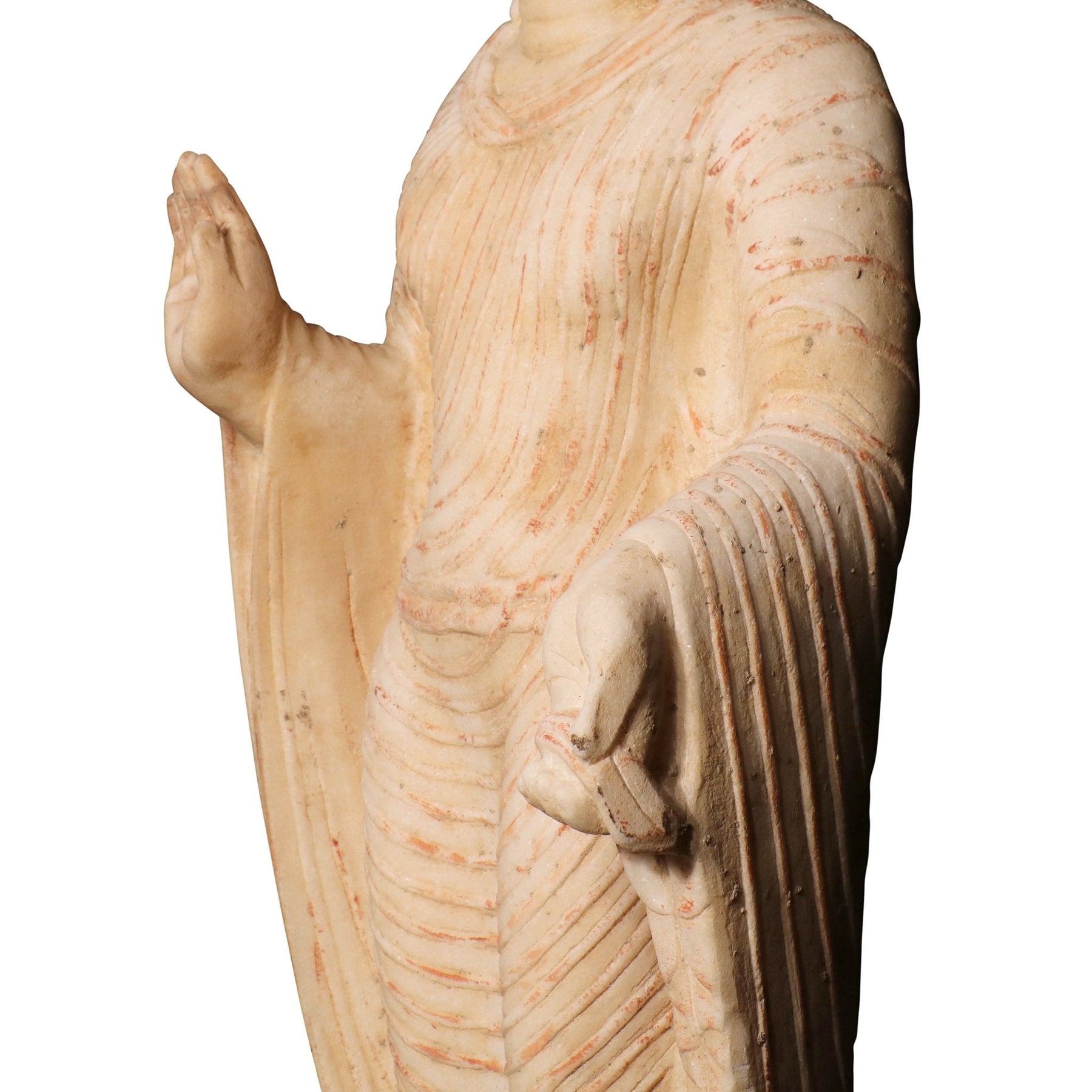 Carved Marble Standing Chinese Buddha Statue