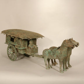 Chinese Bronze Cart with Horses